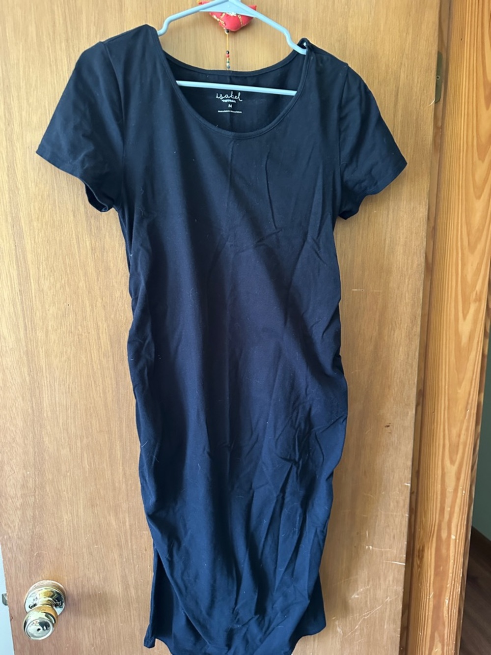 Black Short Sleeve Midi Maternity Dress